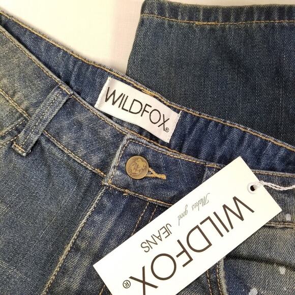 WILDFOX Relaxed Loose Baggy Crop Boyfriend Jeans Paint Splatter Size 24 - Picture 3 of 13